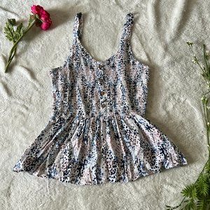 Blue Pink & White Peplum Tank Top - Summer Tops - Large